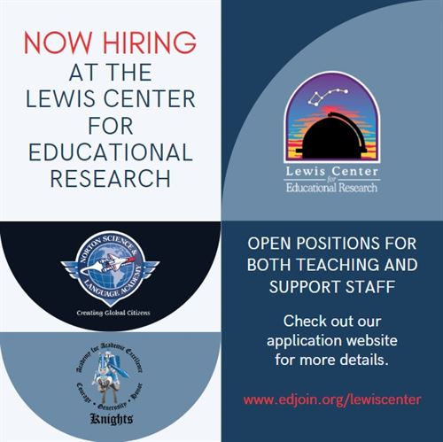 Now Hiring at the Lewis Center For Educational Research. www.edjoin.org/lewiscenter